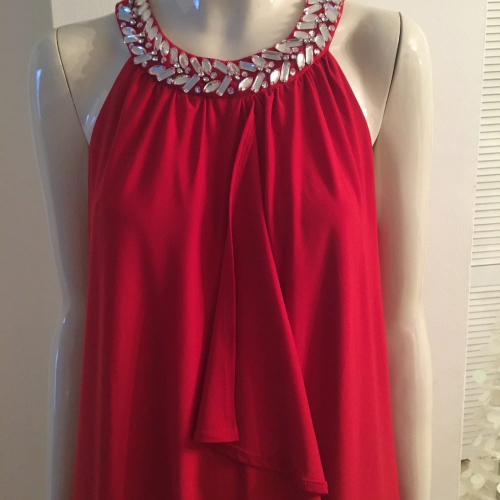 Joseph A women's  red blouse, accent collar, sz M